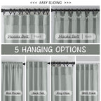 132 Inch Length Linen Curtains For High Ceiling Villa Living Room,2 Panels Set Hanging Back Tab Hooks Pleated Privacy Semi Sheer Xl 11Ft Extra Long Vintage Sack Curtain Drapes For Hote Hall,Light Grey