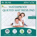 Rv Bunk Size Waterproof Mattress Pad - Fitted Mattress Protector With Quilted Pillow Top Mattress Topper - Premium Quality Hypoa