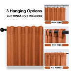 Mrs.Naturall Orange Linen Curtains 63 Inches Long For Bedroom,Sheer Retro 70S Boho Bohemian Farmhouse Pumpkin Halloween Autumn Curtains For Living Room 2 Panels Set,Burnt Orange Home Decoration