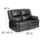 Flash Furniture Harmony Series Black Leathersoft Loveseat With Two Built-In Recliners