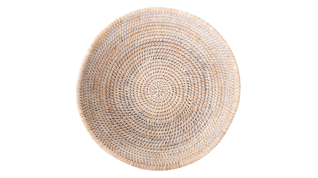 Kouboo La Joll Rattan Fruit Bowl, Large, White-Wash