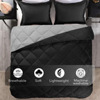 Downluxe California King Comforter Set - Black And Grey Cal King Comforter Set, Soft Bedding Sets For All Seasons - 3 Pieces - 1 Comforter (104'X96') And 2 Pillow Shams(20'X36')