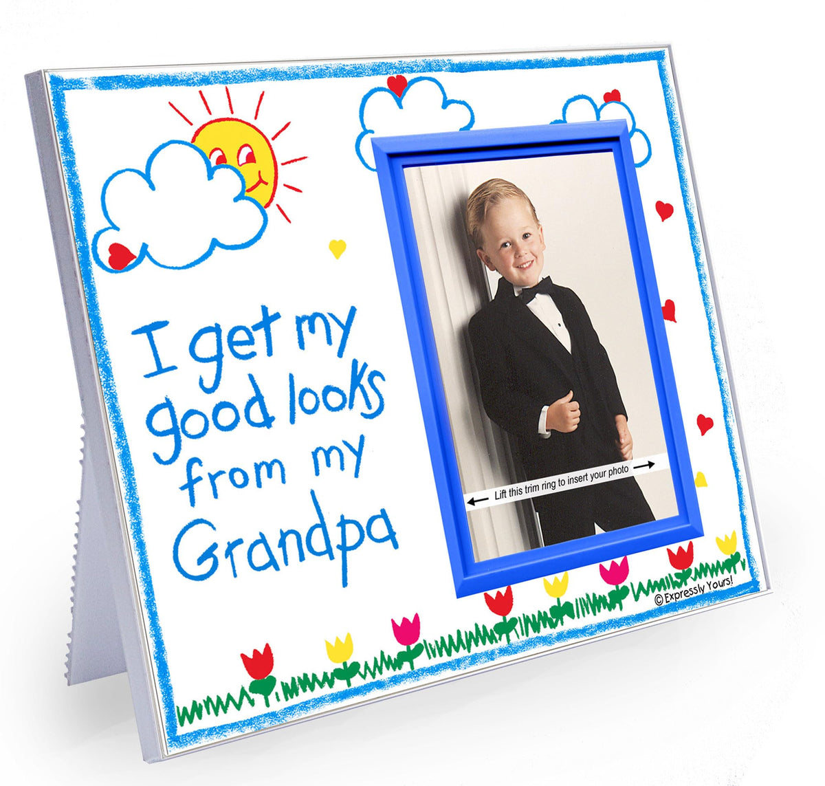 Picture Frame for Grandpa | I Get My Good Looks from My Grandpa | Classic Crayola Cute Picture Frame | Measures 8.25 x 7 in | Ho
