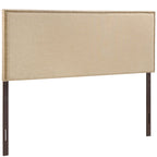 Modway Region Linen Fabric Upholstered Queen Headboard in Cafe with Nailhead Trim