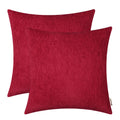Brawarm Chenille Throw Pillow Covers 22X22 Inches - Deep Red Chenille Pillow Covers Pack Of 2, Solid Dyed Soft Chenille Pillow C
