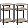 Yaheetech Tall End Table Set of 2, 18x14x29.5 inch Industrial Side Table with Strong Wooden Shelves, 2PCS Slim 3-Tier Telephone 