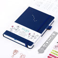 Seqes Bullet Dotted Journal - A5 Dot Grid Notebook With Pages Number,160Gsm Bleedproof Paper,Silver Edge And Pu Leather For Pers