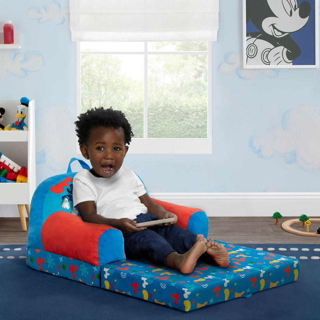 Delta Children Mickey Mouse Cozee Buddy Flip-Out Kids Chair Blue Foam Fabric FC85801MM-1055