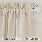 Ryb Home Semi Sheer Curtains - Linen Sheer Curtains Privacy Window Decor For Living Room Home Office Cafe Bay Window, Beige, 52
