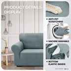 Znsayotx 1 Piece Jacquard Chair Slipcovers For Living Room High Stretch Chair Covers With Arms Anti Slip Pets Friendly Couch Sofa Armchair Cover Furniture Protector (Small, New Pattern Light Grey)