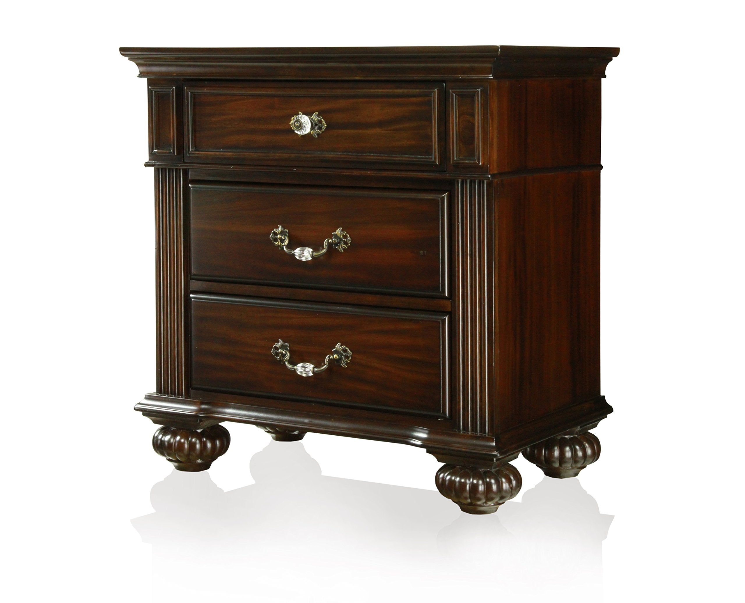 HOMES: Inside + Out ioHOMES Chaidari 3-Drawer Nightstand, Dark Walnut