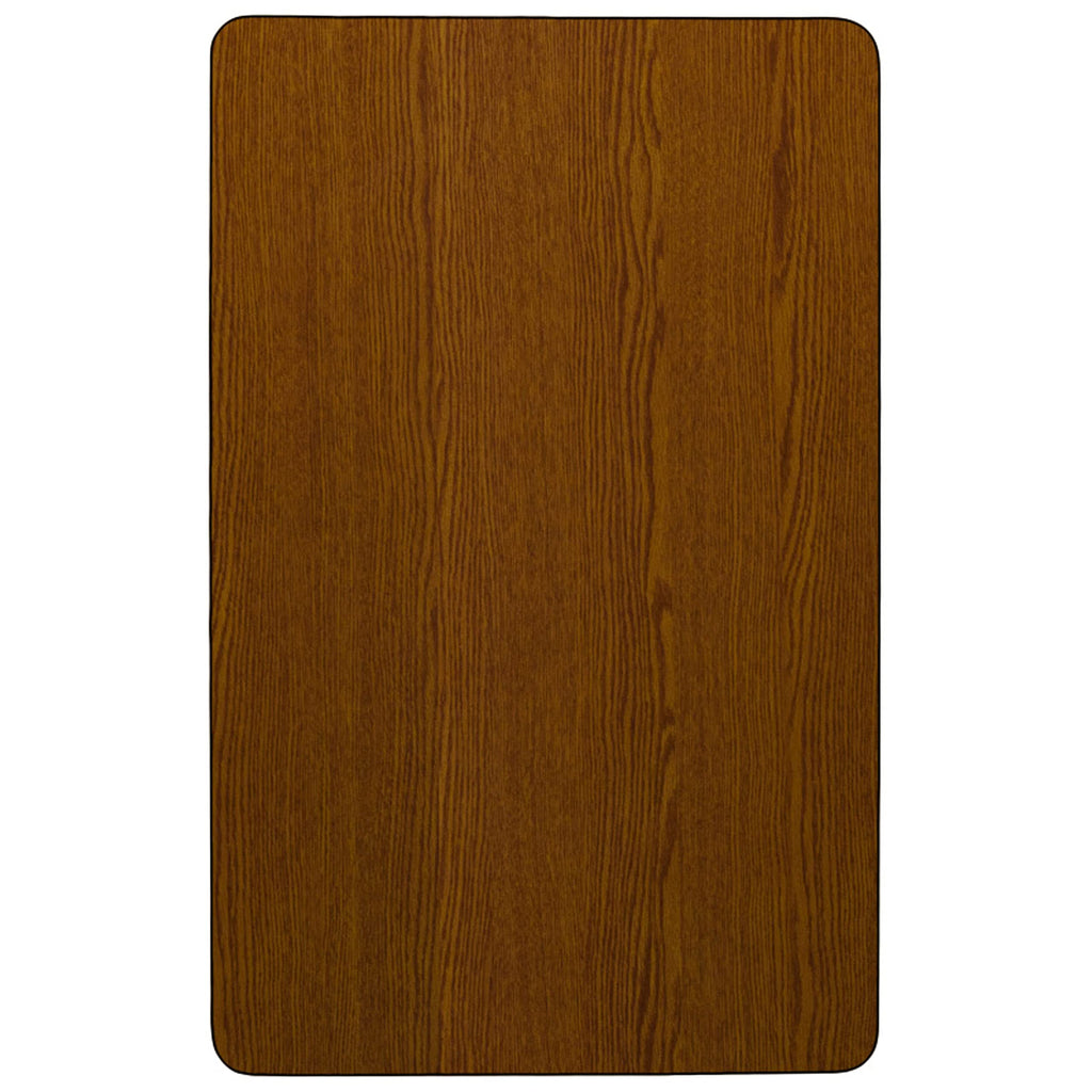 Flash Furniture Wren 30''W x 48''L Rectangular Oak HP Laminate Activity Table - Height Adjustable Short Legs