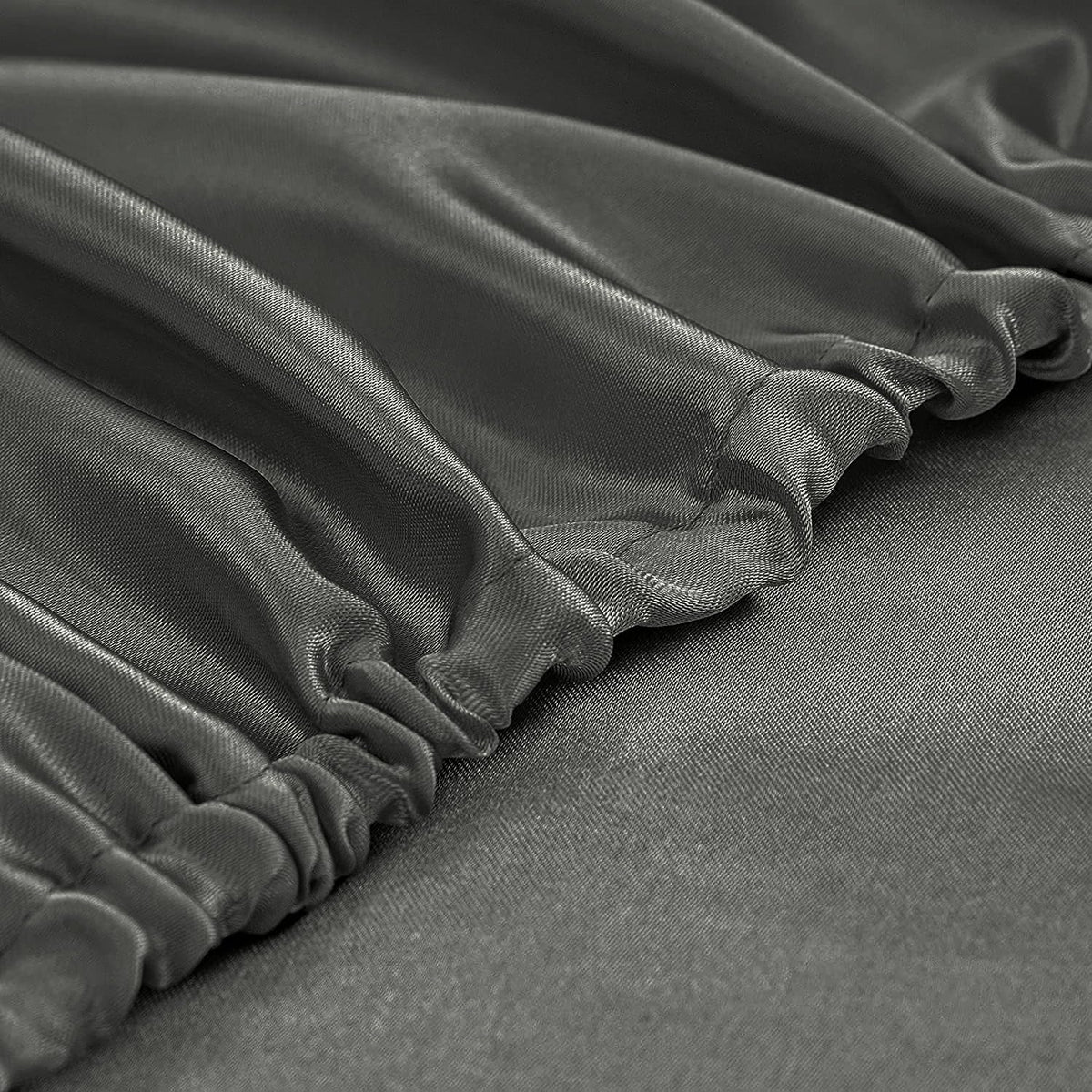Homiest Dark Grey Satin Fitted Sheet King Size Fitted Bed Sheet, Deep Pocket Fitted Sheet Only, Luxury & Ultra Soft Bedding Fitted Sheet Single Bottom Bed Sheets Sold Separately