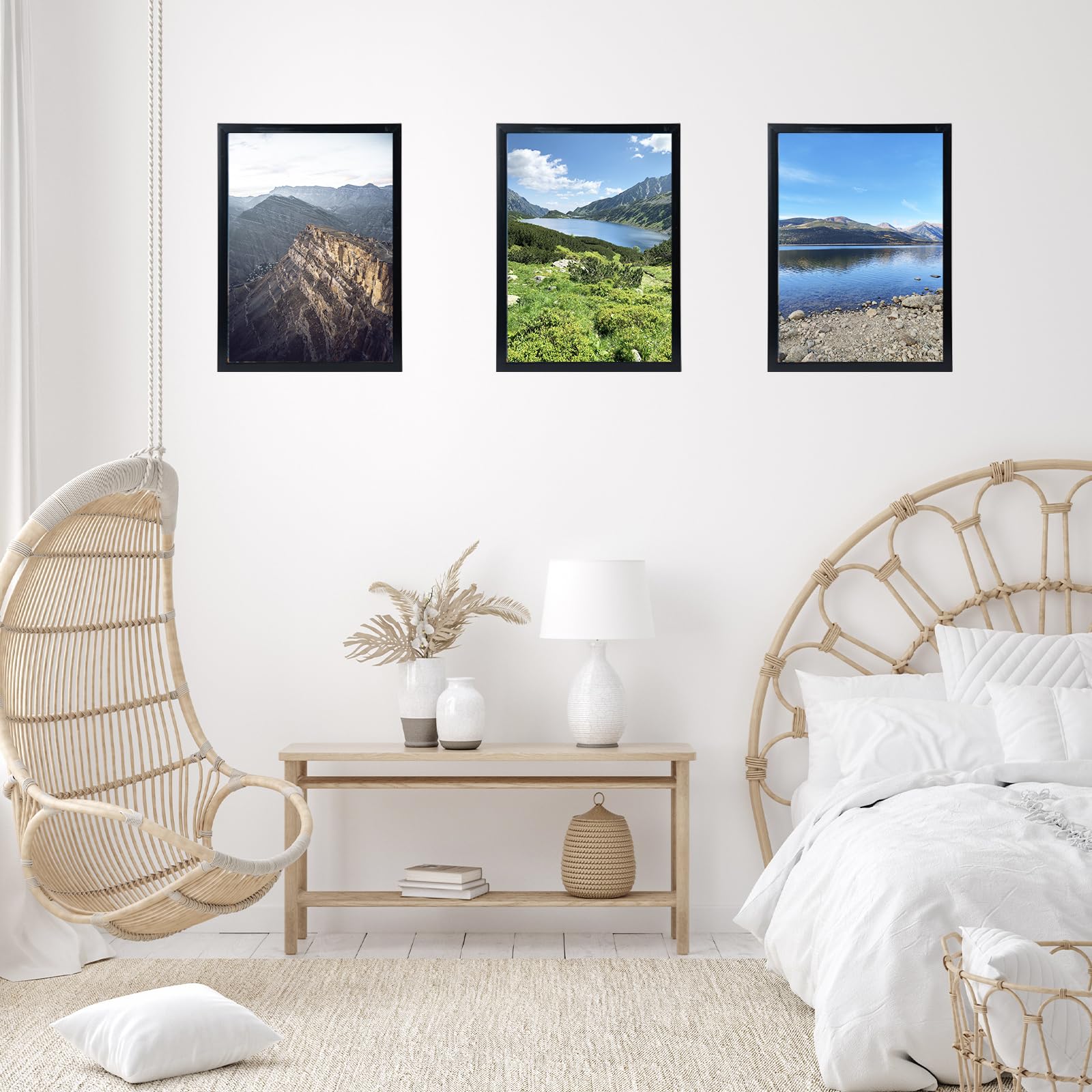 Jcjmy 12X17 Black Picture Frame Set Of 3, Horizontal And Vertical Formats For Wall Hanging, 12 X 17 Wall Gallery Poster Photo Fr