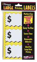Sunburst Systems 7071 Large Item Pricing Stickers, 75 Count, With Space To Write Pricing, 4' X 2.25', Yellow And White