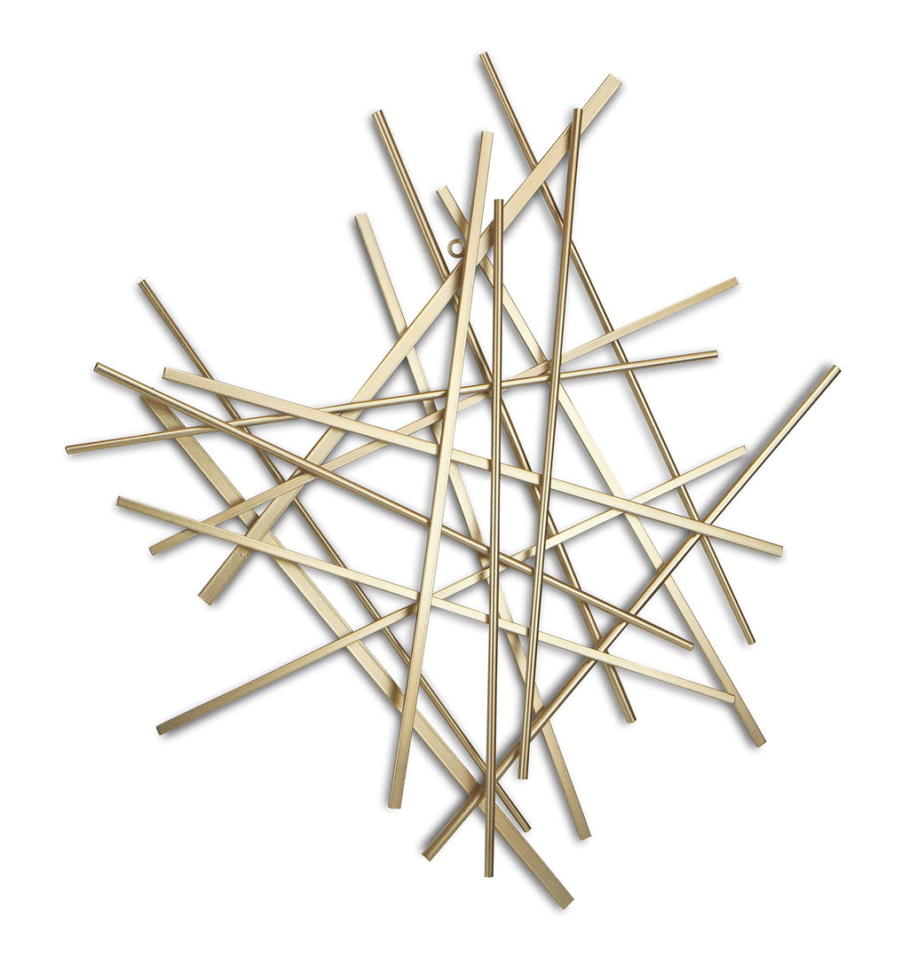 HomeRoots Gold Metal Abstract Linear Strips Wall Art Decor