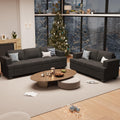 Fiona s magic 2 Pieces Corduroy Sofa Set for Living Room, Black Cloud Couch, Deep Seat Floor Couch for Bedroom, Futon Modern So