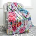 Jekeno Hummingbird Floral Blanket Bird Colorful Flowers Print Gifts For Women Kids Girls Mom Bedroom Living Room Birthday Mother