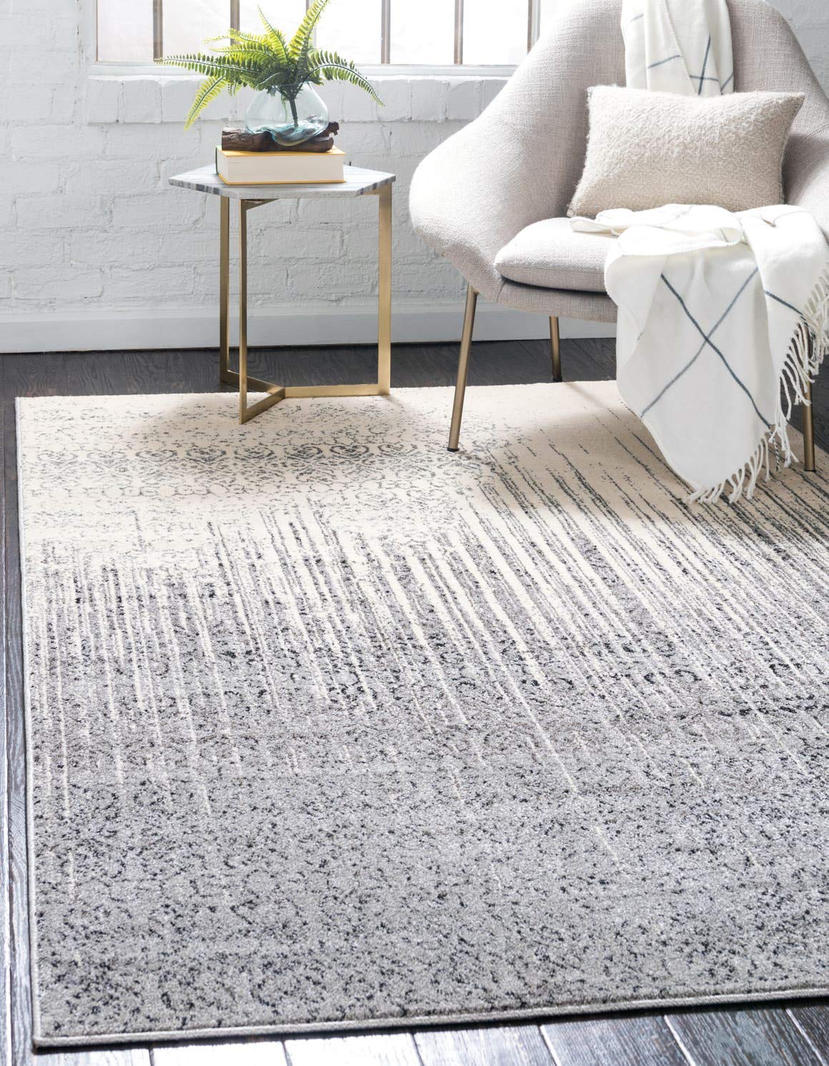 Unique Loom Del Mar Collection Area Rug - Jennifer (5 1 x 8 Rectangle, Gray/ Black)