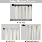 60 Inch Wide Natural Linen Curtains For Bedroom Light Reducing Sheer Large Window Curtain Panels Set Of 2 Total Width 120 X 90 Inch Long 5X7.5 Ft Length Country Farmhouse Decor Rod Pocket Cream Ivory