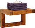 AquaTeak 12 Moa Teak Flat Wall Shelf with Hooks
