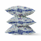 HomeRoots Blue Gray Yellow Red 20â€ Blue Gray Flower Bloom Suede Throw Pillow
