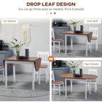 Homcom 55' Solid Wood Kitchen Table, Drop Leaf Tables For Small Spaces, Folding Dining Table, Brown