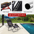 PHI VILLA Oversize Padded Zero Gravity Lounge Chair Black Red Steel Alloy