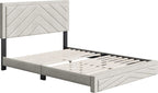 Boyd Sleep Barcelona Upholstered Platform Bed with Headboard and Durable Mattress Foundation with Strong 14 Wood Slat Supports, No BoxSpring Required: Queen, White