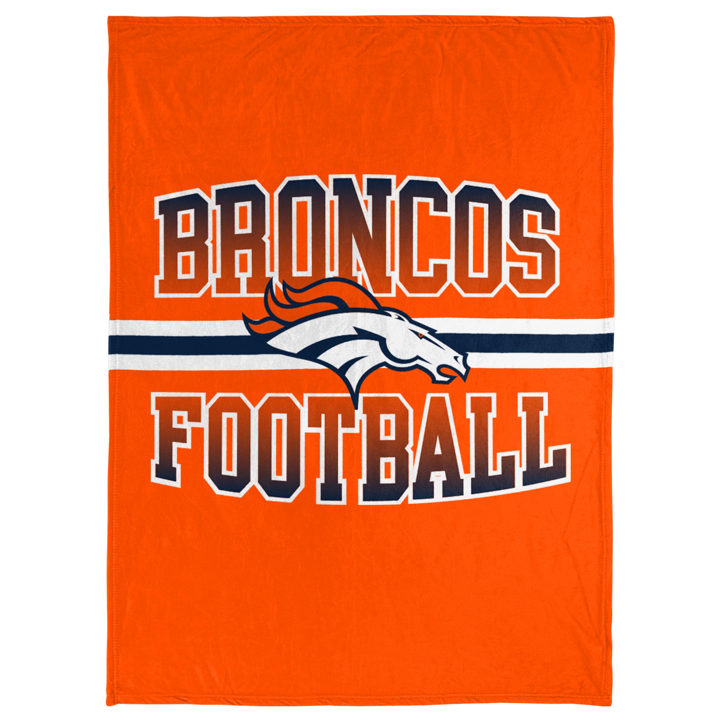 Foco Nfl Micro Raschel Plush Throw Blanket, Stripe Logo 45 X 60, Denver Broncos