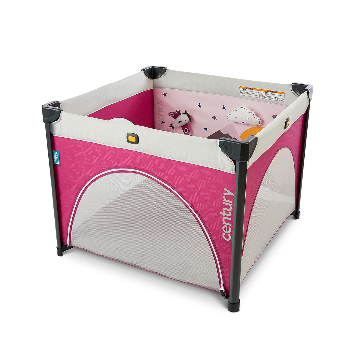 Century Play On 2-in-1 Playard and Activity Center | Playpen Includes Soft Toys and Zippered Door