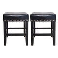 Christopher Knight Home Laramie Bonded Leather Backless Counterstools, 2-Pcs Set, Black