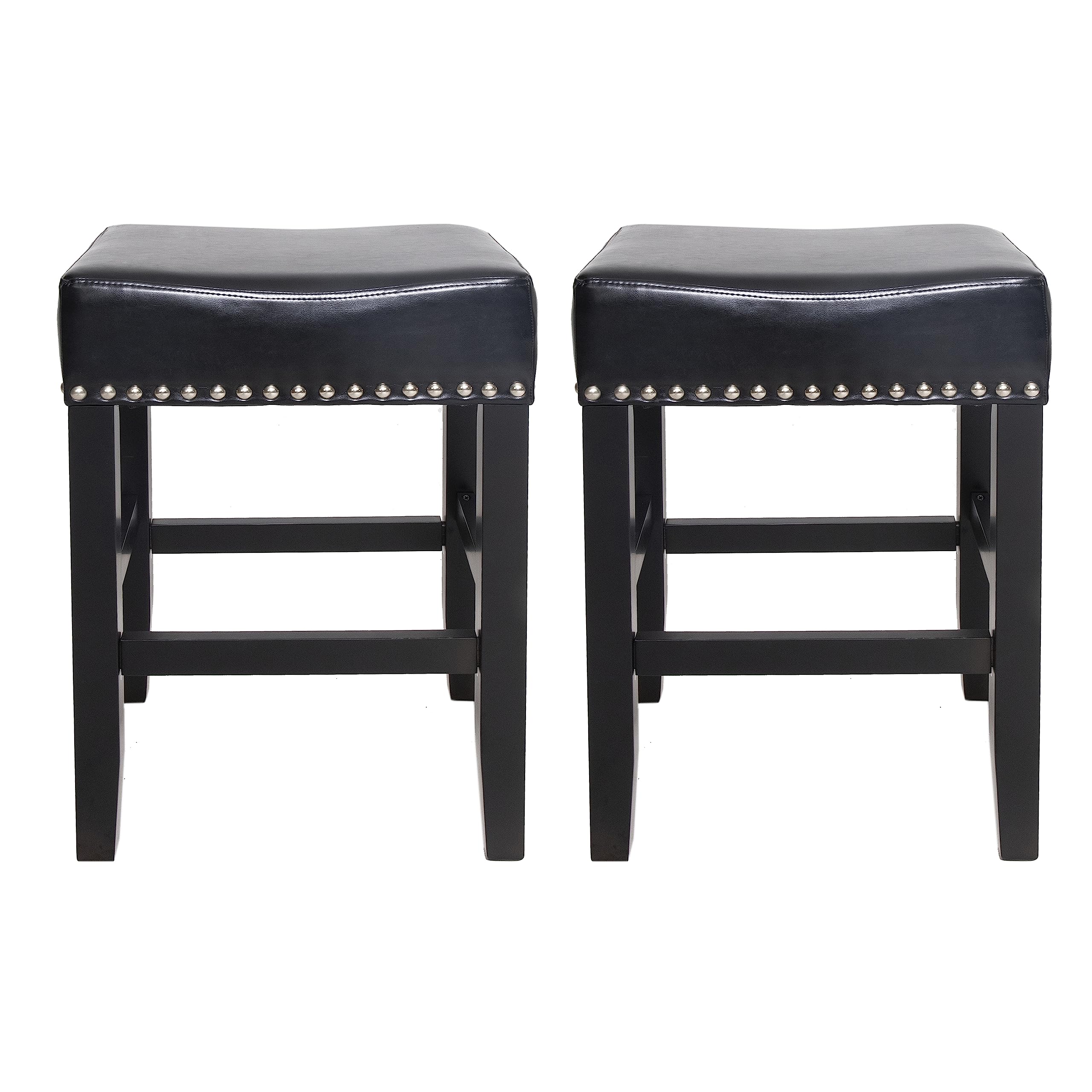 Christopher Knight Home Laramie Bonded Leather Backless Counterstools, 2-Pcs Set, Black