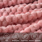 Bedelite Fleece Blanket - 3D Jacquard Decorative Dusty Pink Throw Blankets For Couch & Bed, Soft And Cozy Warm Plush Fluffy Blan