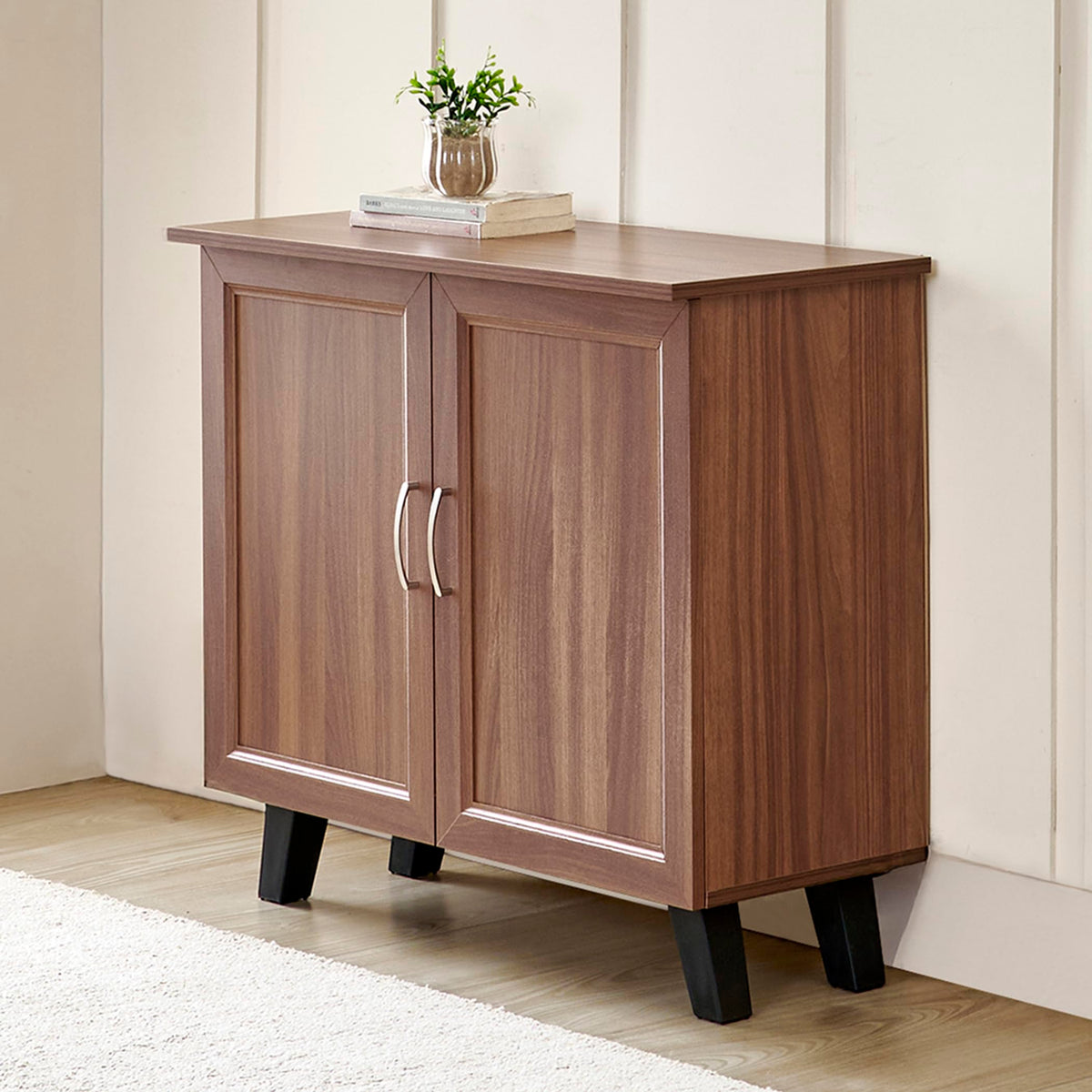 Home Centre | Helios Alton 9 Pairs Shoe Cabinet | Engineered Wood | Walnut | 1 Year Warranty