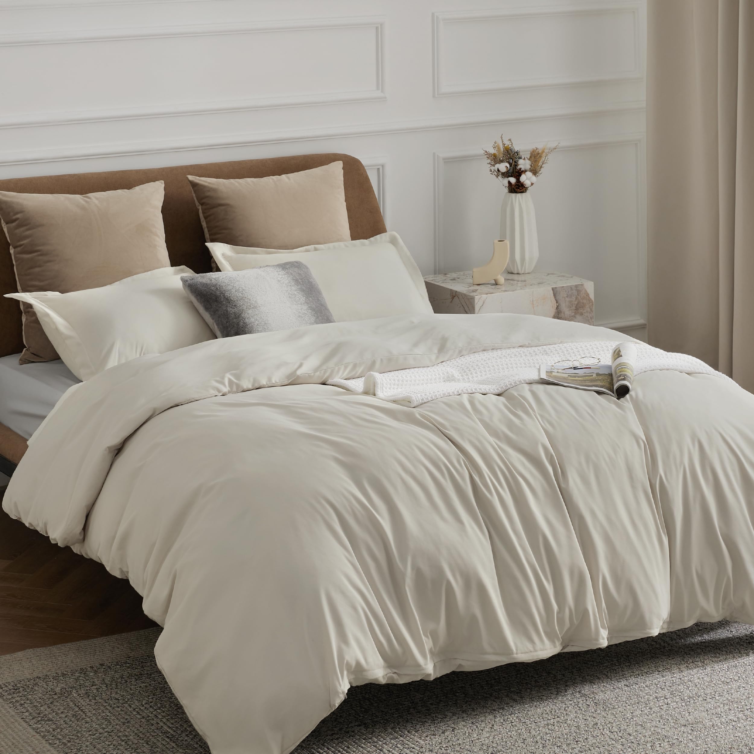 Bedsure Linen Duvet Cover Full Size - Soft Double Brushed Duvet Cover For Kids With Zipper Closure, 3 Pieces, Includes 1 Duvet C