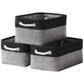 TheWarmHome Storage Basket for Organizing - 14x10x7 inch Medium 3 Pack Collapsible Storage Bin for Shelves with Rope, Fabric Sto