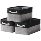 TheWarmHome Storage Basket for Organizing - 14x10x7 inch Medium 3 Pack Collapsible Storage Bin for Shelves with Rope, Fabric Sto