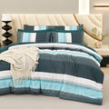 Rynghipy Emerald Green Colorblock Bedding Set: 8 Pieces Lightweight Fluffy Comforter Bedding Sets - Soft Microfiber Bed Set For