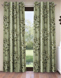 Fashion String 2 Pieces Floral Blossoms Eyelet Polyester Door Curtains  7 Feet, Green