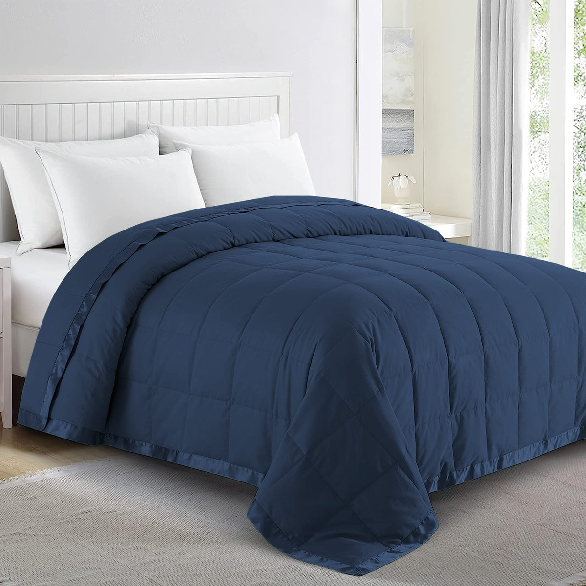 Puredown Blankets King Size - Soft Lightweight Down Blanket For All Seasons, Cozy Warm Luxury Bed Blanket With Satin Trim, 100%