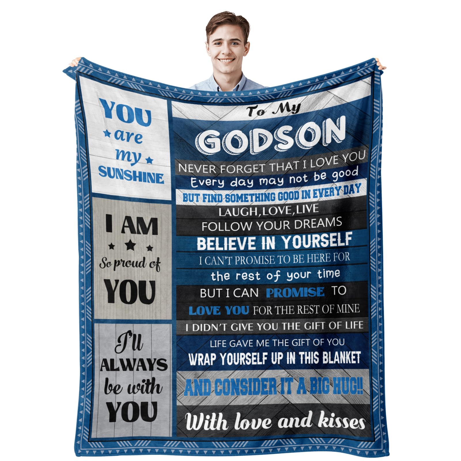 Godson Gifts From Godmother Godfather Godparents, God Son Gifts Blanket, First 1St Communion Baptism Gifts For Boys, Godson Conf