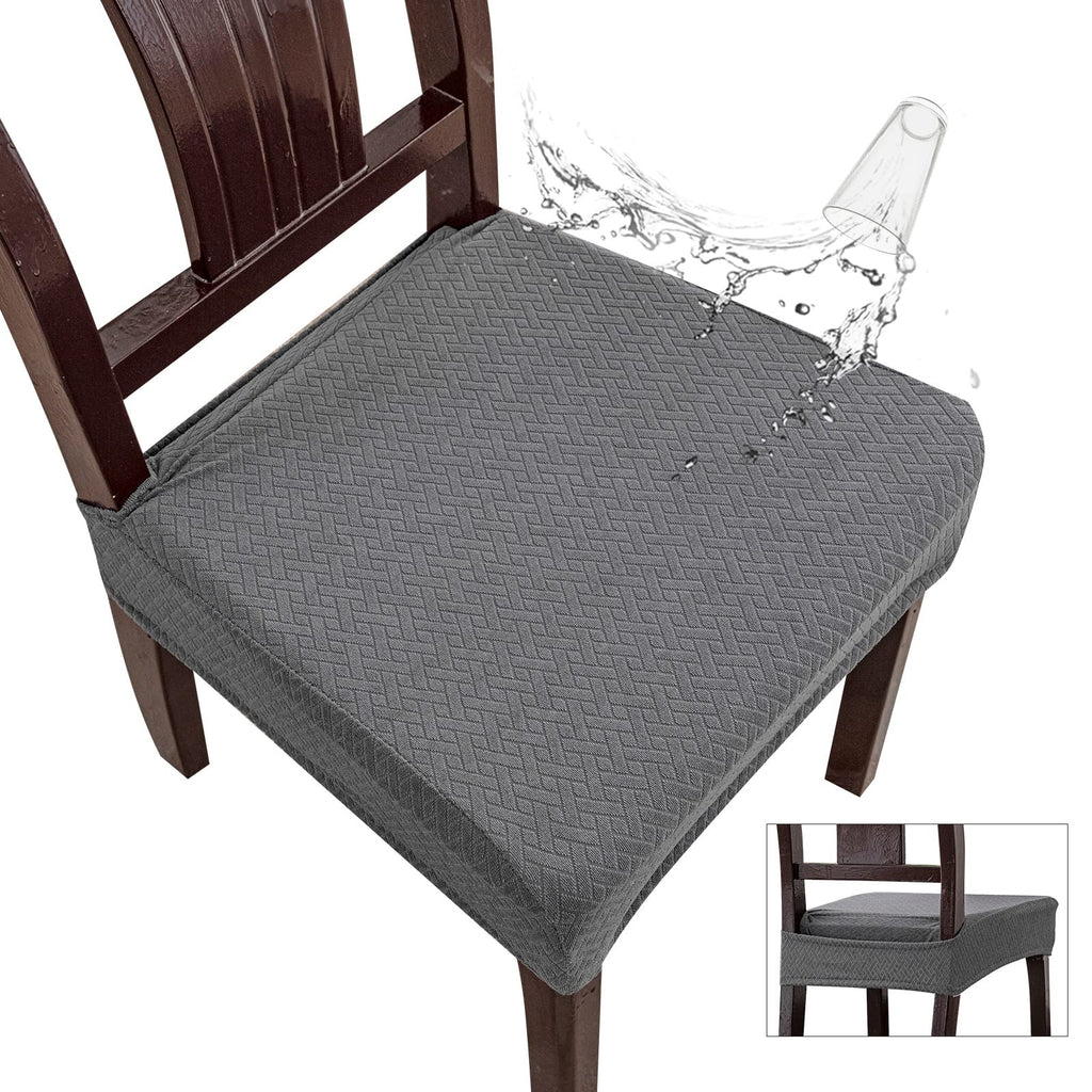 Genina Waterproof Seat Covers for Dining Room Chair Covers Waterproof Dining Chair Covers (4 PCS-Rear-Covered, Dark Gray)