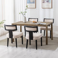 Wahson Set Of 4 Farmhouse Kitchen & Dining Room Chairs With Metal Nailhead Trim, Retro Linen Upholstered Dining Chair With Black