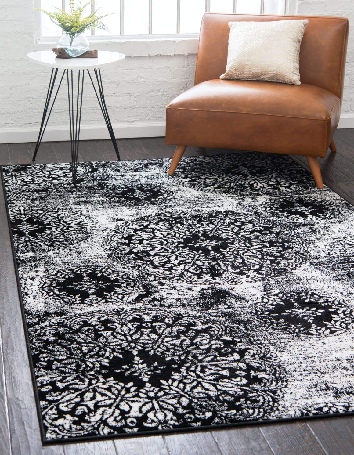 Unique Loom Sofia Collection Area Rug - Grand (4 1 x 6 1 Rectangle, Black/ Ivory)