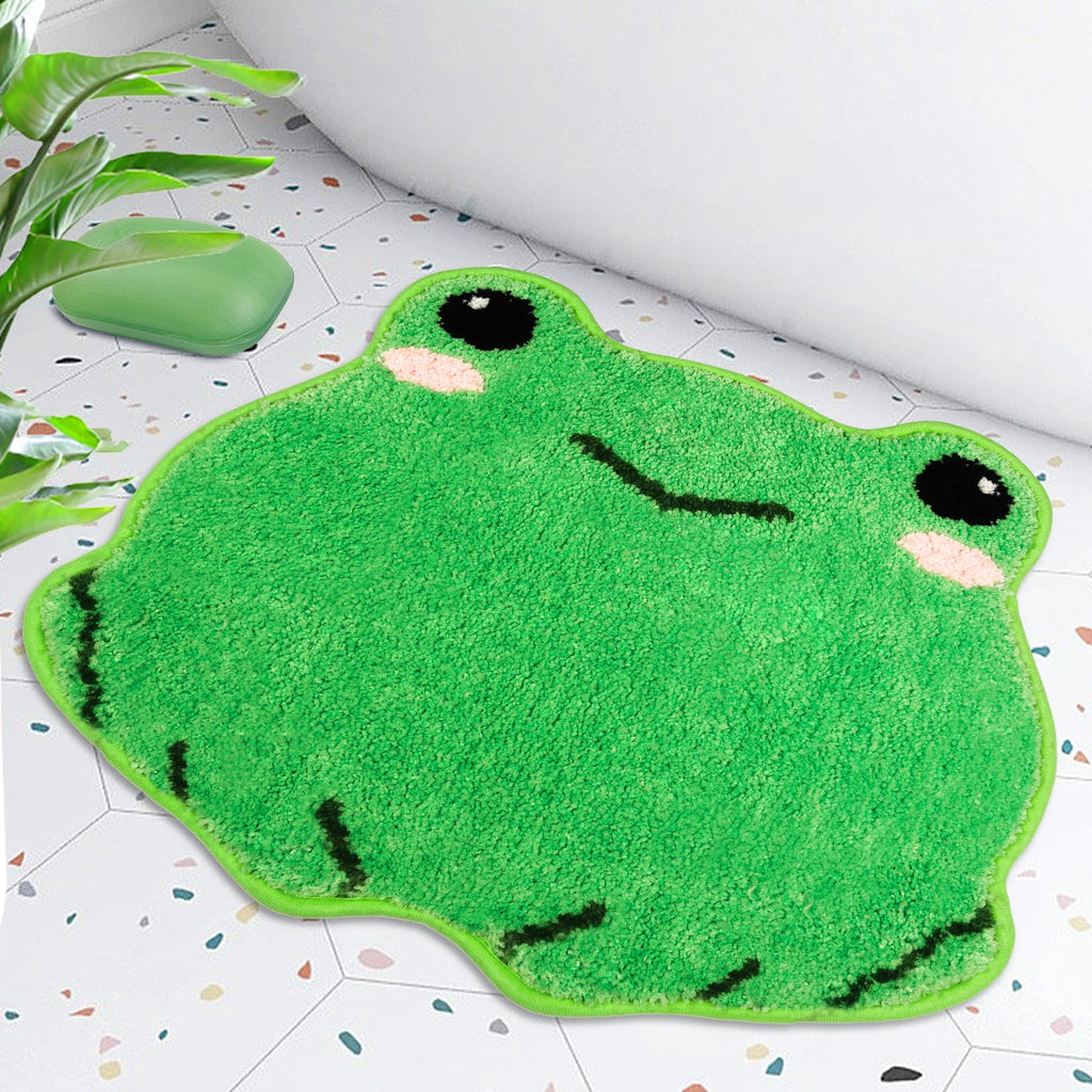 NIGOWAYS Bathroom Rugs Mat,Frog Bath Rugs,Water Absorbent Non Slip Cute Bath Mat, Machine Wash Bathroom Mat,Bathroom Rug for Bat