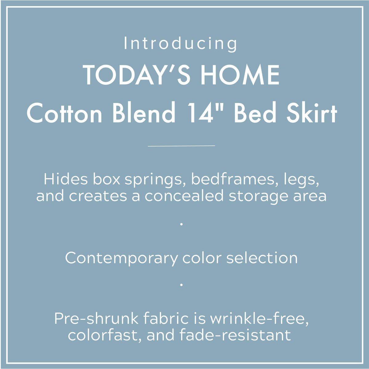 Today? Home Classic Tailored Bed Skirt Dust Ruffle, Cotton Blend Design, 14' Drop Length, Queen, White
