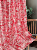 Home Sizzler 2 Pieces Leaf Mist Grommet Eyelet Polyester Long Door Curtains  9 Feet, Cherry Red