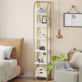 Hzuaneri Bookshelf Narrow Bookcase, Tall Storage Rack with Steel Frame