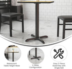 22 x 22 Restaurant Table X-Base with 3 Dia. Table Height Column